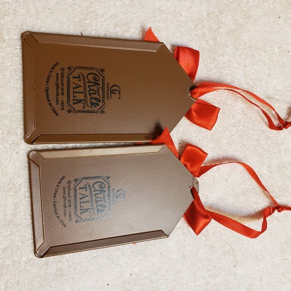 2 Ornaments Chalkboard Tag Look Seasons Greetings Do Not Open Until Christmas - Picture 4 of 5